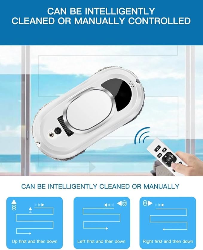 Window Cleaner Robot Smart Cleaning Robot with 2800Pa Strong Suction Glass Vacuum Robot with Remote Control for Indoor/Outdoor Windows Mirror