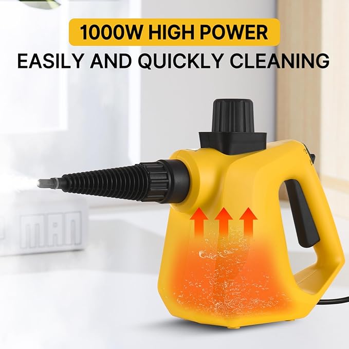 Aramox Pressurized Handheld Steam Cleaner Portable Floor Cleaner with Ergonomic Handle for Hardwood Tile and Car Interior 1000W 400ml Tank (US plug)