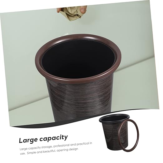 PRETYZOOM 2pcs Vintage Wood Grain Waste Baskets Practical Round Trash Containers for Home Thickened Material Stylish Design Easy to Clean