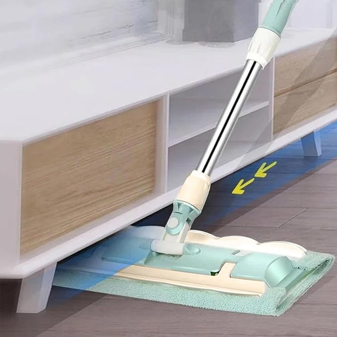 Dust Mop - Wood Floor Mops | Dry Floor Cleaning For Wood | Professional Microfiber Mop | Flat Mop With Stainless Steel Handle | Retractable Handle Dust Cleaning Supplies For Hardwood Tile Kitchen Bath