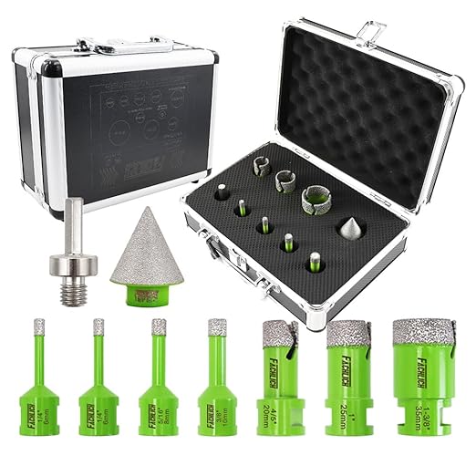 Diamond Core Drill Bits Set - Tile Hole Saw Kit (6/6/8/10/20/25/35mm+35B+Hex) 9pcs for Porcelain Ceramic Tile Granite Marble