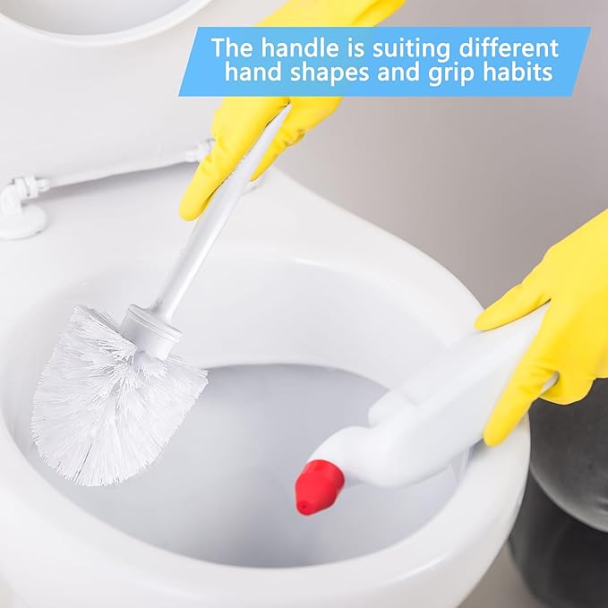 20 Pcs 14.2 Inch Toilet Brush Long Handle Toilet Bowl Brush Plastic Scrubber with Hook Hole White Soft Bristle Cleaner Handled for Bathroom Cleaning Supplies
