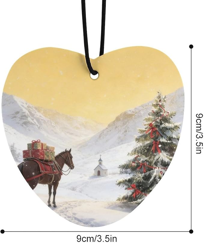 5PCS Car Air Freshener Hanging Personalized Double Sided Snowy Xmas Horse Car Fresheners Long Lasting New Cars Scents Cute Automotive Freshies for Closets Drawers (tea)