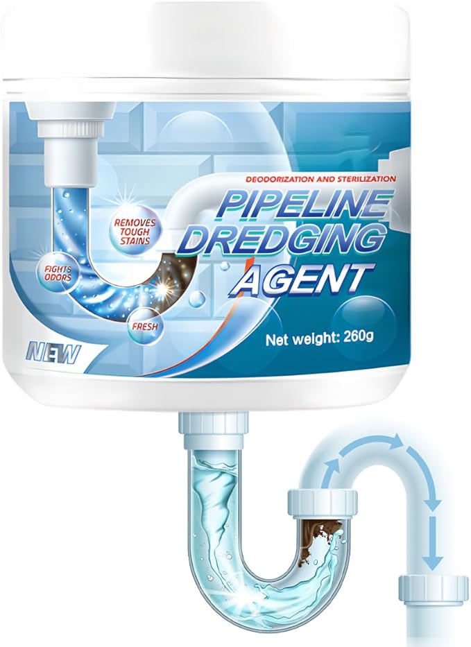 Powerful Pipe Dredging Agent 2026 Upgrade Sink Drain Cleaner Shower Drain Clog Remover Bathroom Shower Pipeline Dredging Agent Fast Acting Toilet Unclogger for Kitchen Bathroom (1PC)