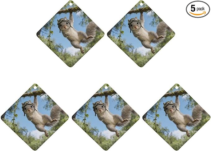 5PCS Car Air Freshener Hanging Personalized Double Sided Squirrel Swinging Car Fresheners Long Lasting New Cars Scents Cute Automotive Freshies for Closets Drawers (tea)