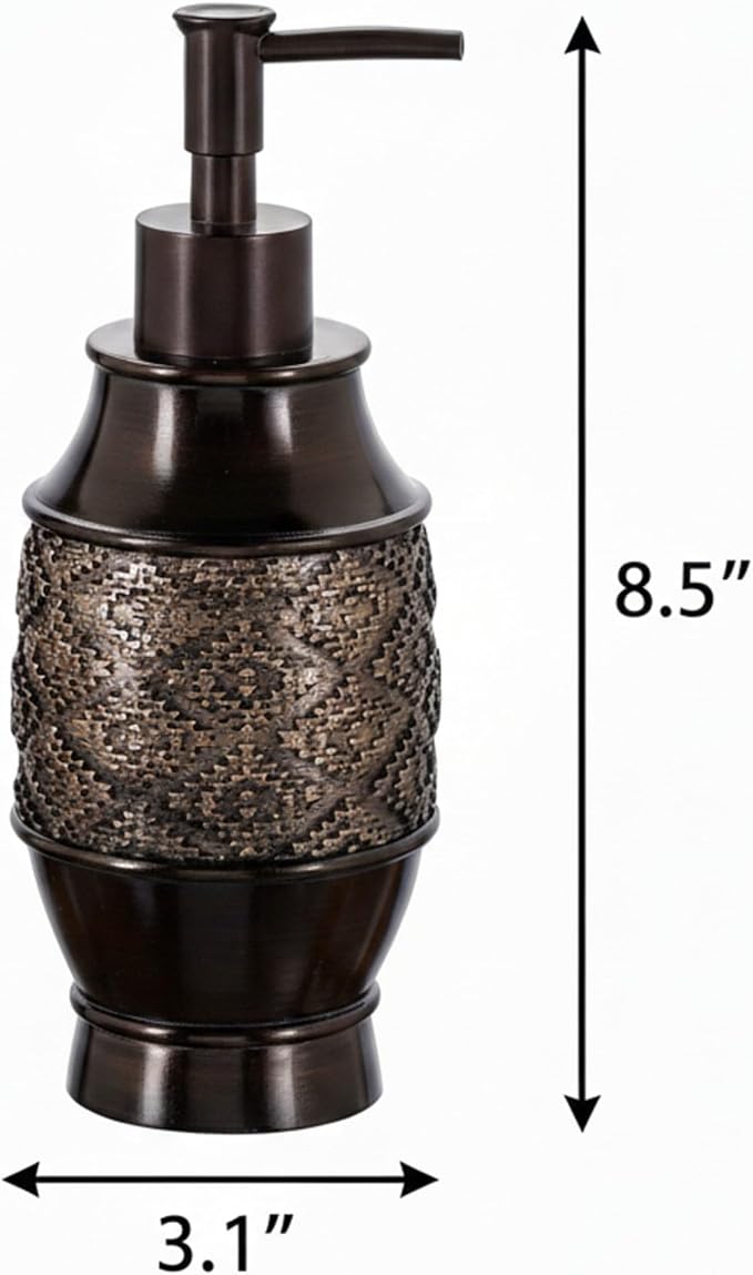 Creative Scents Dublin Brown Bathroom Soap Dispenser Set of 2 - Decorative 8 Oz. Hand Soap and Lotion Dispenser Set with Durable Matching Pumps - Brown Bathroom Accessories Sets Countertop