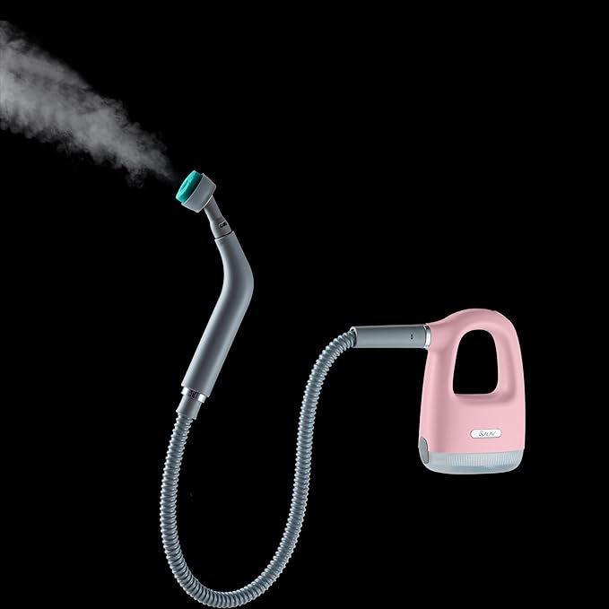 SALAV® CleanSteam Compact Steam Cleaner Pressurized Multi-Surface Handheld Steamer w/11pc Accessories Safety Lock No-Drip Fast Heat Time Unlimited Use for Cleaning Windows Tiles Grout Car (Pink)
