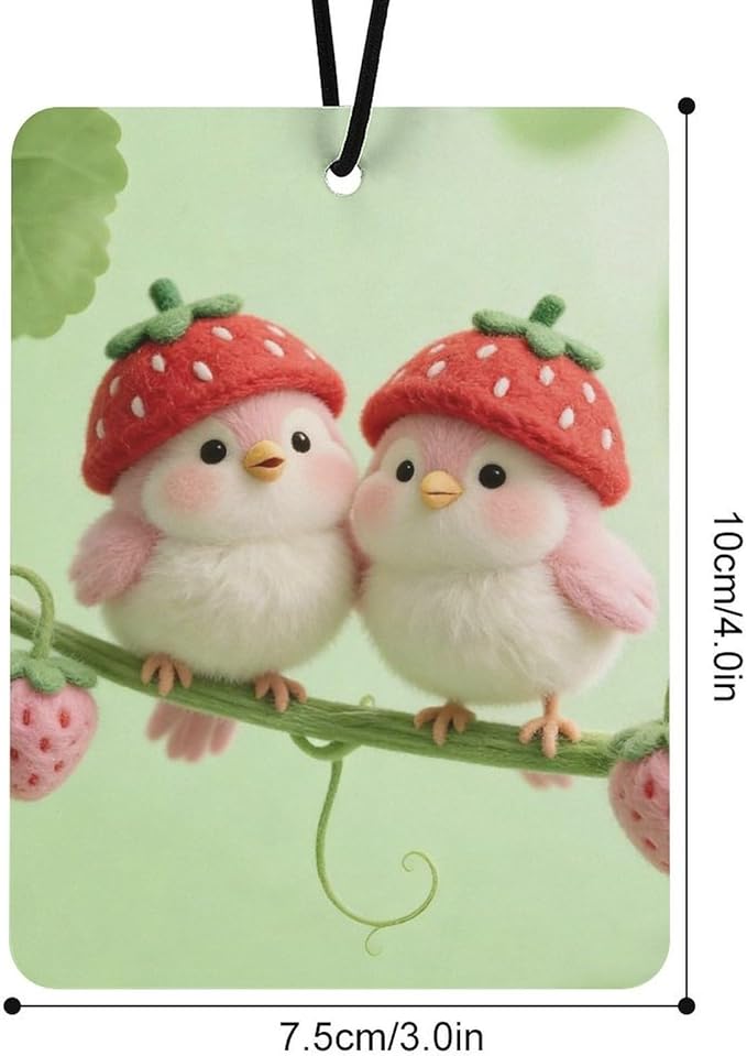 5PCS Car Air Freshener Hanging Personalized Double Sided Strawberry Bunnies Car Fresheners Long Lasting New Cars Scents Cute Automotive Freshies for Closets Drawers (tea)