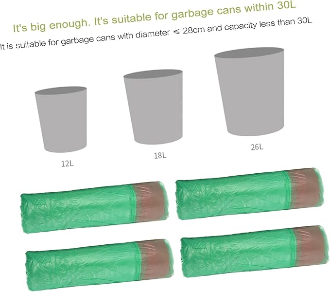 10 Packs Disposable Drawstring Trash Bags Sturdy Plastic Household Garbage Bags with Large Capacity Hold Green Drawstring Containers for Kitchen Bathroom Office Use