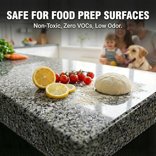 Granite Sealer &amp Protector Spray - 35 Oz Marble Sealer for Quartz Quartzite Stone Granite Countertops - Prevents Water Spots &amp Oil Stains - Non-Toxic Stone Care for Kitchen Bath &amp Show