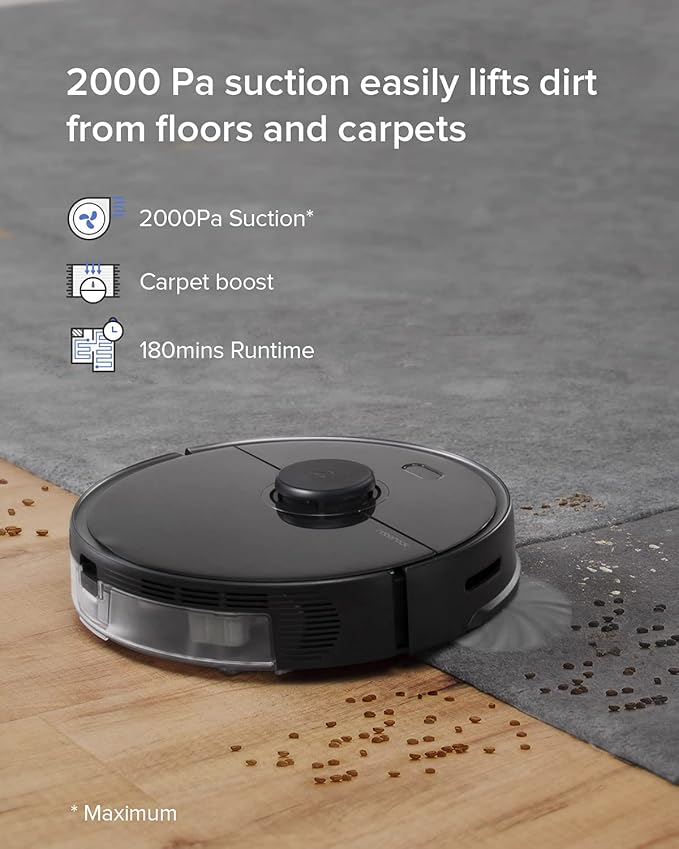 roborock S5 MAX Robot Vacuum and Mop Cleaner Self-Charging Robotic Vacuum Lidar Navigation Selective Room Cleaning No-mop Zones 2000Pa Powerful Suction 180mins Runtime Works with Alexa