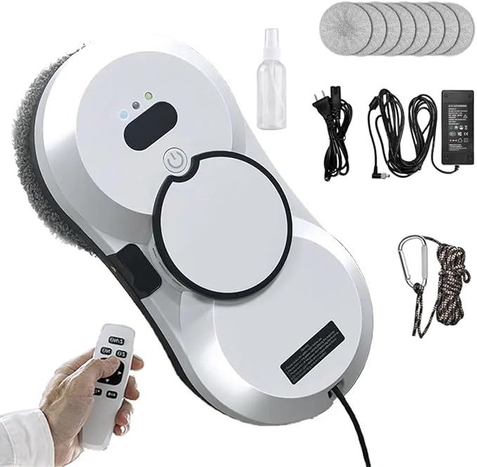 Smart Glass Cleaning Robot 5600Pa Strong Suction Window Cleaning Robot Power Outage Protection Edge Detection Suitable for Outdoor and Indoor high-Rise Windows White