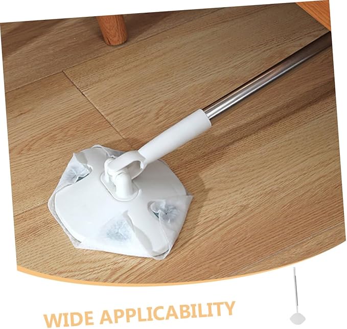 VILLCASE Rotating Head Dust Mop with Handle and Dry Face Towel Triangle Corner Floor Sweeper for Hardwood Cleaning Household Dust Duster Set