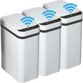 3 PACK - Bathroom Garbage Can with a Lid - 2.5 Gallon Automatic Trash Cans Touchless - Bedroom Office - Small Smart Trash Can - Plastic Narrow Auto Open - Motion Sensor Trash can Bathroom ( White )