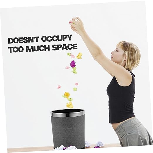 Zerodeko Retro Round Trash Can Elegant Waste Basket for Bathroom Hotel Ktv and Guesthouse Vintage Design with Removable Inner Bucket for Convenient Waste Management