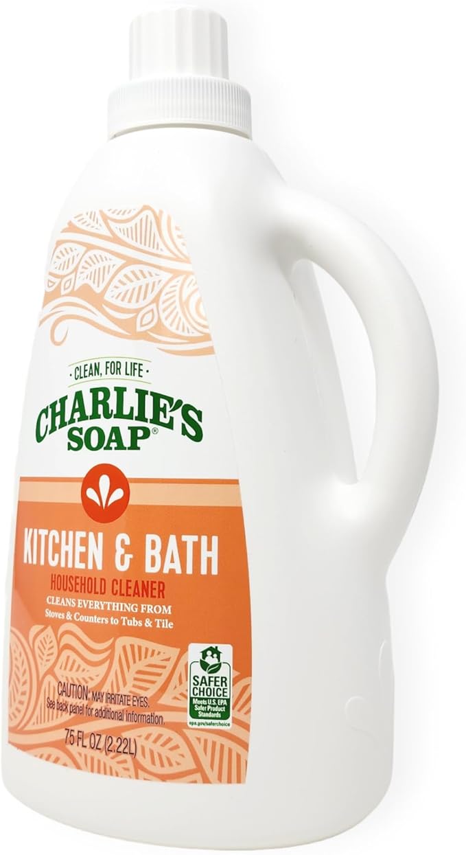 Charlie's Soap Kitchen &amp Bath Surface Cleaner Refill (75 fl oz) Eco-Friendly Spray &amp Wipe Multi-Purpose Cleaner Safe for Sensitive Skin (1 Pack)