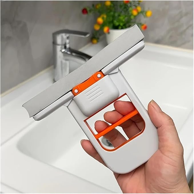 Multifunctional Mini Mop Telescopic Handle Wet And Dry Dual Use Cleaning Tool For Kitchen Living Room Bathroom Car Glass(White-1PC)