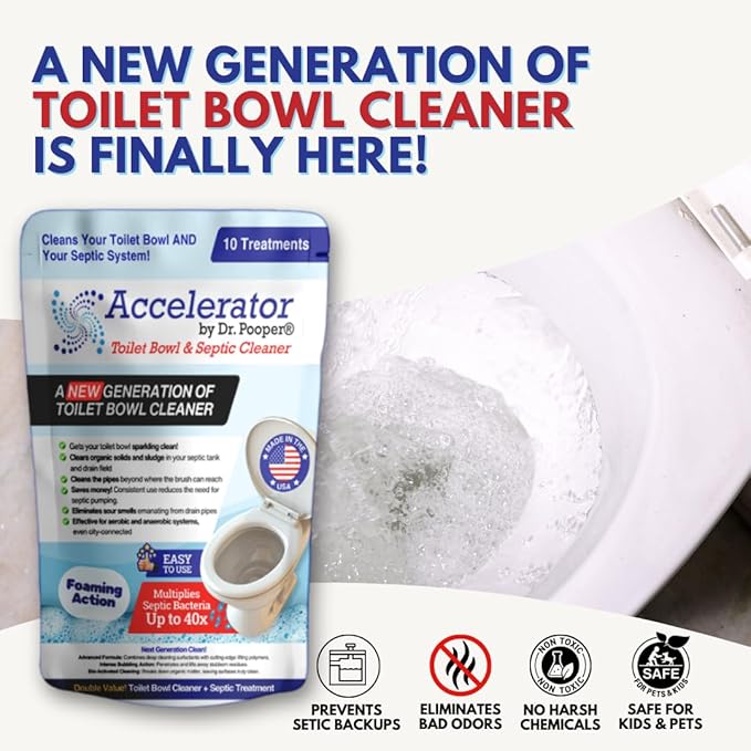 Dr. Pooper Toilet Bowl &amp Septic Tank Cleaner—Powerful Stain Remover &amp Odor Eliminator—Bio-Activated Formula for Deep Cleaning &amp Septic Maintenance—Safe for Pipes &amp All Plumbing Systems