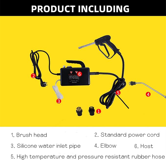 Handheld Steam Cleaner Portable Steam Cleaning Machine Automatic Pumping 10 in 1 Set Multi-Function Multi-Purpose -Free Multi-Surface Cleaning for Removing Oil/Stains/2792 (Color : Black)