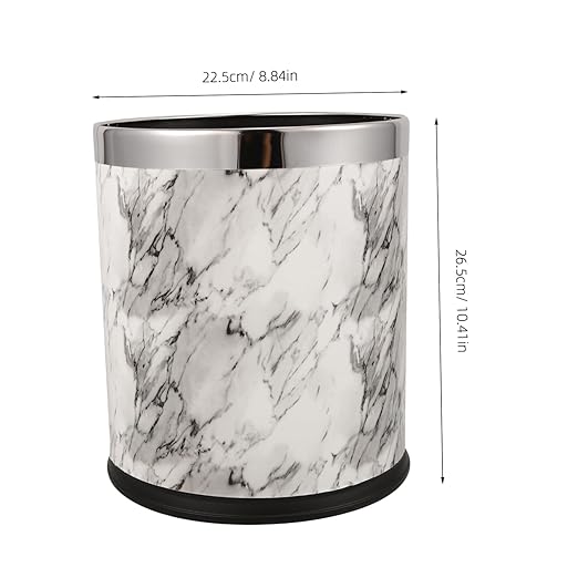 GLEAVI Marble Pattern Trash Can Elegant Wastebasket for Home Bathroom Office Double-Layer Plastic Easy to Clean Space-Saving Design for and Spaces