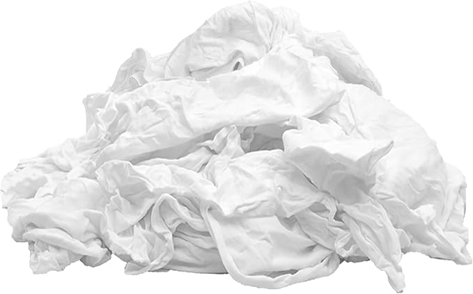 Premium White Knit (50 lbs. Box of Rags) Cotton T-Shirt Cloth Wiping Rags - Shop Cleaning Tshirt Cloths in a Box Staining &amp Finishing Rag for Auto Grease Paint &amp Wood
