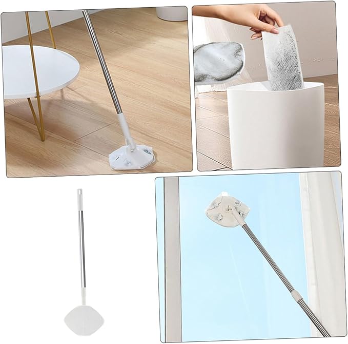 No-wash Dust Mop Set Facial Cleaning Paper Triangle Mop Head Handheld Lightweight Household Floor Dusting Desktop Cleaning
