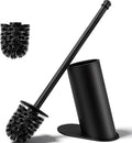 Toilet Brush and Holder Set Stainless Steel Toilet Bowl Brush with 16.5 Long-Reach Handle Tilted Canister with Concealed Brush Head &amp Anti-Splash Shield for Bathroom Cleaning 1 Spare Head Incl