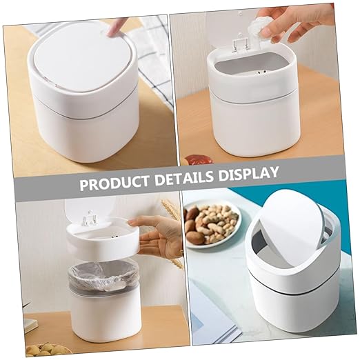 CHILDWEET 2pcs Mini Trash Can with Lid Wear-Resistant Plastic Desktop Wastebasket for Kitchen Office Bedroom Stylish Small Garbage Bin for Easy Clean-up