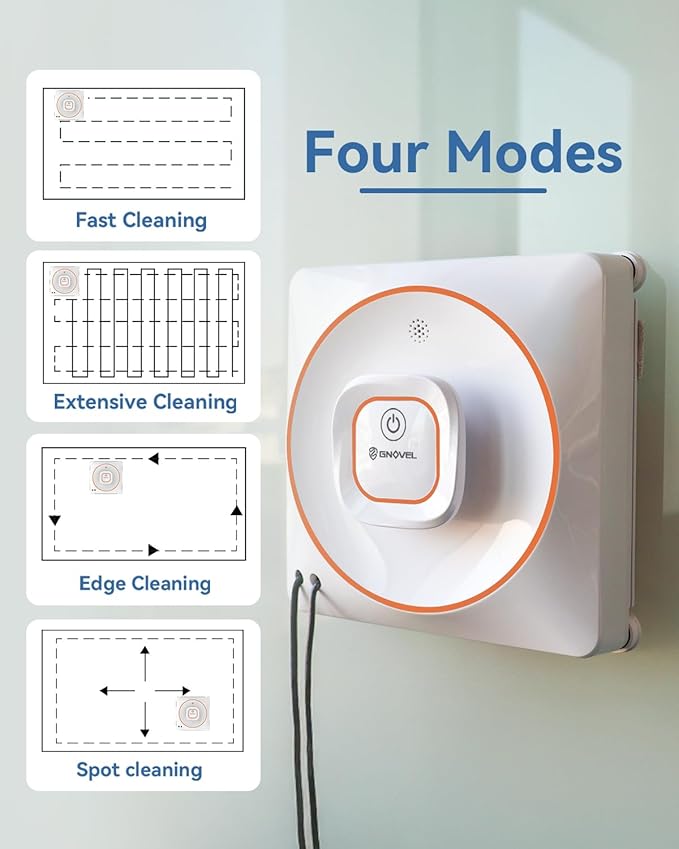 Window Cleaning Robot 8000Pa Suction Robot Window Cleaner 4 Cleaning Modes with Intelligent Path Planning 15-Stage Anti-Fall System Remote Control for Glass Windows Mirrors Tiles