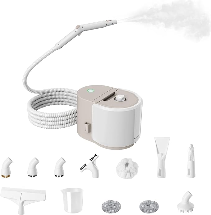 Newbealer Handheld Steamer for Cleaning Stainless Steel Boiler 12-Piece Accessory Kit Max 5 Bar Pressure Multi-Purpose Steam Cleaner for Floors Cars Furniture Upholstery and More