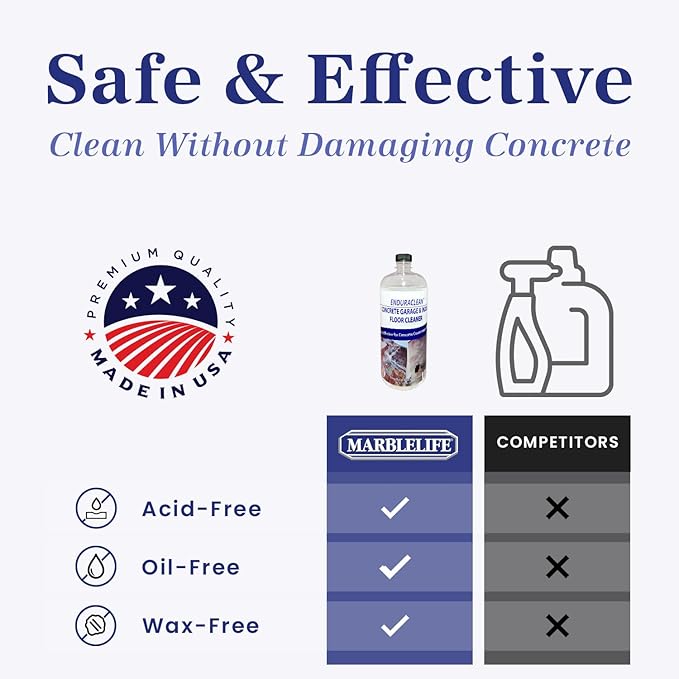Marblelife EnduraCLEAN Garage and Indoor Concrete Floor Cleaner Effective Basement &amp Garage Floor Cleaner Effective Concrete Cleaner Ready-To-Use Cement Cleaner &amp Degreaser 32 oz