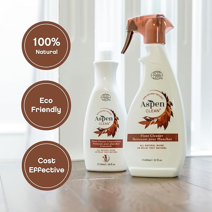 AspenClean Natural Floor Cleaner Concentrate | Makes 18 Bottles | EWG Verified | Safe for Tile Wood &amp Laminate | 18 fl oz
