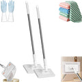 Mini Sweeper Mop No-Touch Dirty Cleaning Flat Dust Mop Disposable Dust Wall No-Wash Mops with Long Handle Automatic Cloth Changing Swab with 5 Reusable (2pcs)