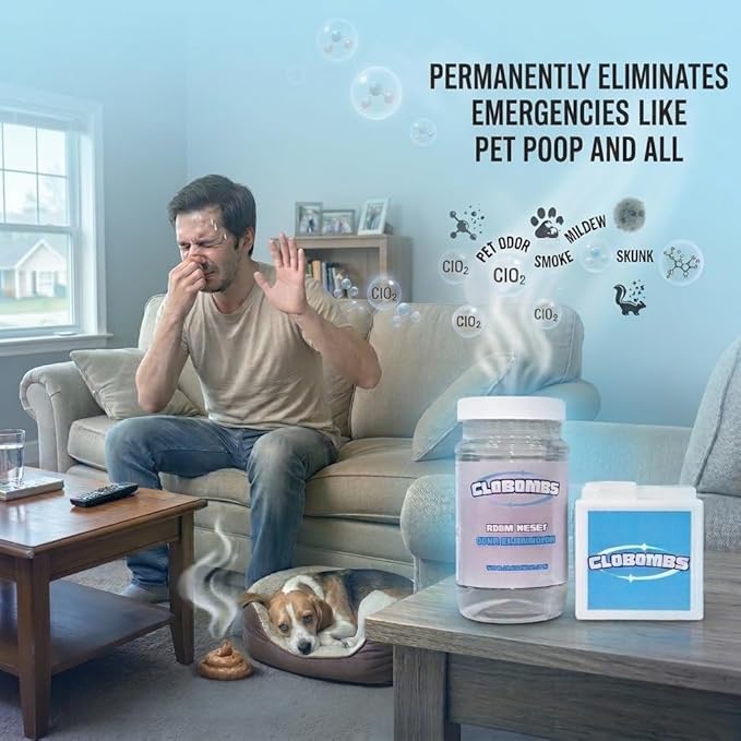 Odor Eliminator for Home - Advanced Chlorine Dioxide Odor Removal Kit Neutralizes Smoke Pet Urine Mildew &amp Skunk in 1 Hour - 400 Sq Ft Includes Bubbler