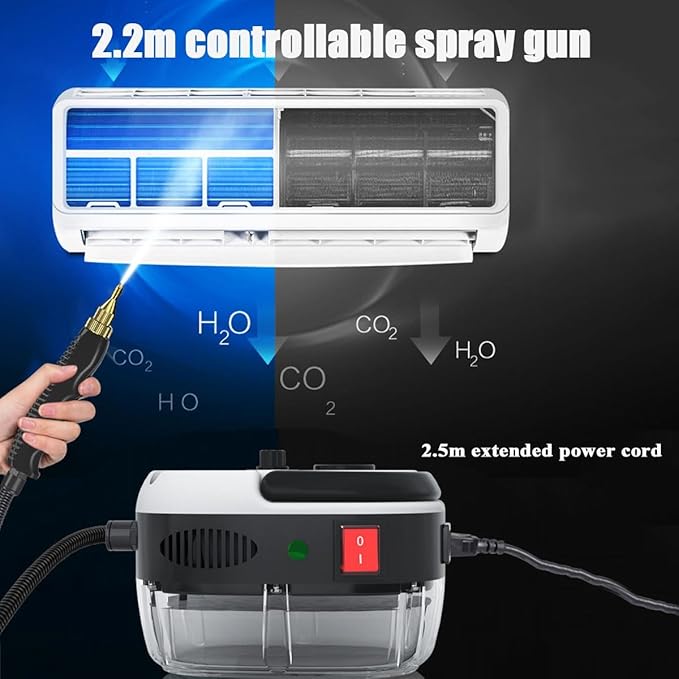 Steam Cleaner 2500w Handheld High-Temperature Pressurized Steam Cleaner Portable Steam Cleaner High Pressure Handheld Steam Cleaner for KitchenFurnitureCar(Green)