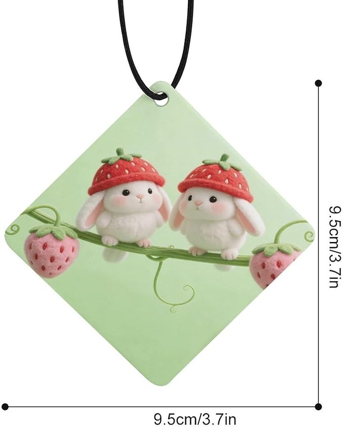 5PCS Car Air Freshener Hanging Personalized Double Sided Strawberry Chicks Car Fresheners Long Lasting New Cars Scents Cute Automotive Freshies for Closets Drawers (tea)