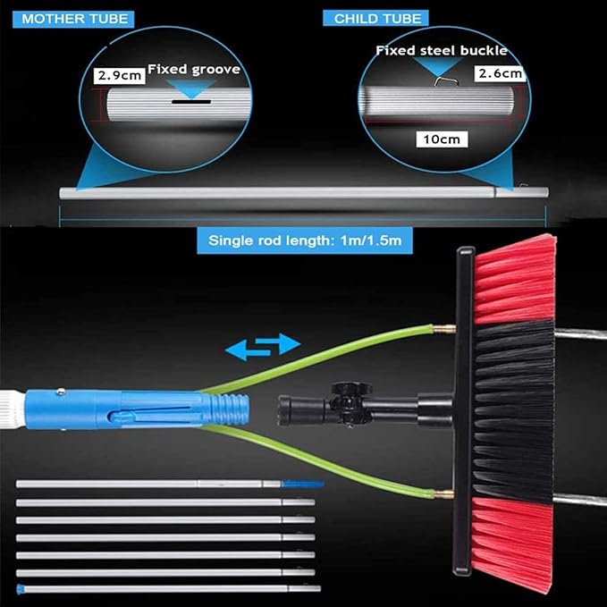 Window Cleaner 5-11M Window Cleaning Pole Water Fed Extendable Cleaner Window Cleaner Kit Conservatory Roof Cleaning Photovoltaic and Solar Panels Outdoor Window Cleaner 30Cm Brush Head/10M/