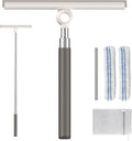 Shower Squeegee for Glass Doors Telescopic 2-in-1 Squeegee for Window Cleaning with Microfiber Scrubber for Bathroom Tile Wall Car Windshield