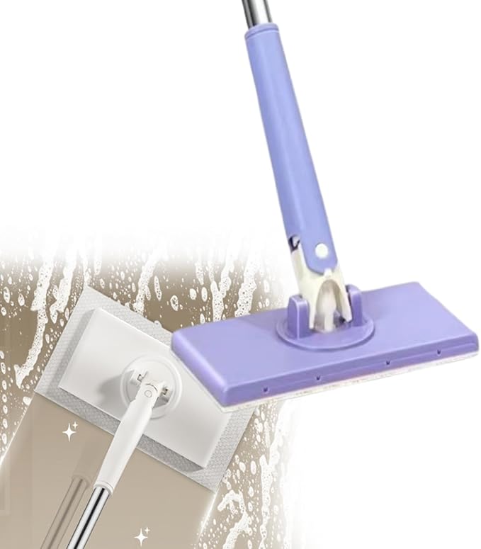 No-Wash Mop Multi-Surface Cleaning Tool Uses Disposable Face Towel Hands-Free Replacement Easy to Operate for Corners Gaps Walls Ceilings (Purple)