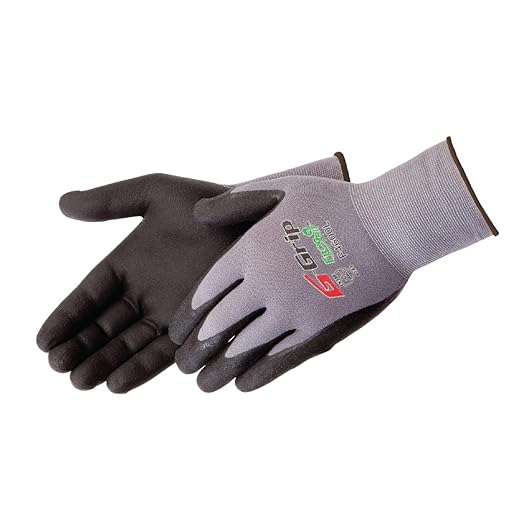Liberty F4600 G-Grip Micro-Foam Nitrile Palm Coated Seamless Gloves with 15-Gauge Nylon Shell | Ideal for Automotive Manufacturing General Purpose | Gray/Black X-Small (Pack of 12)