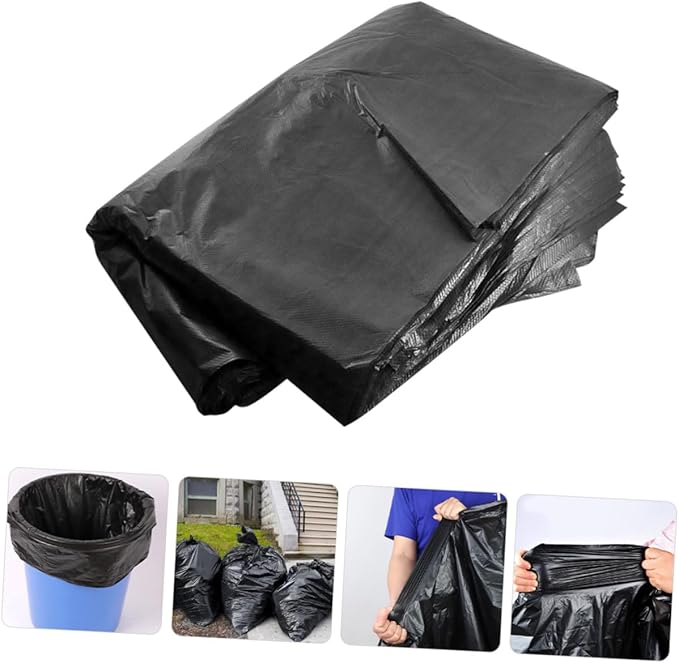 TEHAUX Extra Large Black Garbage Bags 50pcs 80x100cm Heavy Duty Trash Bags for Kitchen Outdoor Commercial Use Suitable for 100l Bins