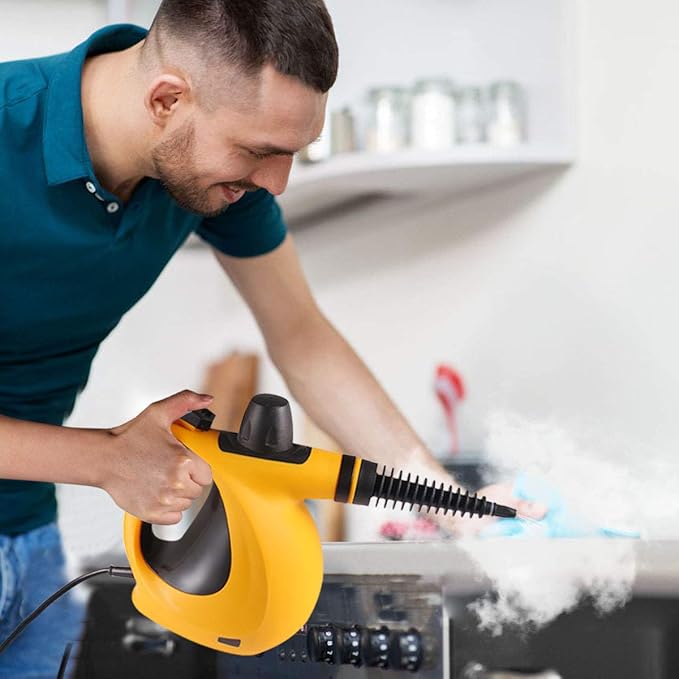 Dr. Purifier Handheld Pressurized Steam Cleaner with 9-Piece Accessory Set - Multi-Purpose and Multi-Surface All Natural Chemical-Free Steam Cleaning for Home Auto Patio More