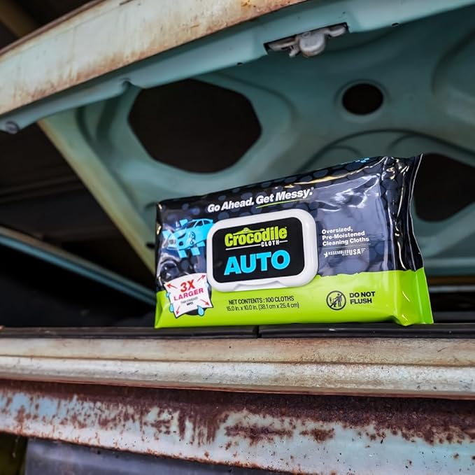 Crocodile Cloth Auto Cleaning Wipes – 600 Count (6 Packs of 100) XL 15 x 10 Heavy-Duty Car Wipes for Engine Degreaser Detailing Tires Tools &amp DIY Projects