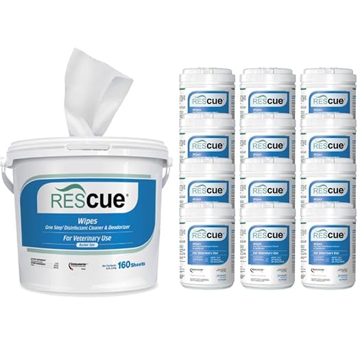 REScue Canister Wipes 12 Pack &amp Bucket Wipes – Disinfectant Cleaner for Vet Use Designed to Clean Kennels Litter Boxes &amp More