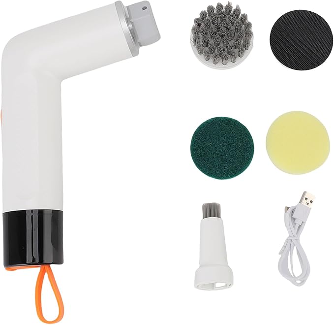 TOPINCN Electric Scrubber for Bathroom 2 Speeds Cordless Power Shower Scrubber Brush Scrubber Automatic Bathroom Brush Cleaner with 4 Replaceable Heads for Tile Tub (White)