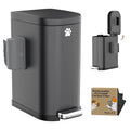 Dog Poop Trash Can Outside with Odor Control Lid &amp Step Pedal 3.2Gal Stainless Steel Outdoor Trash Can Waterproof Dog Waste Container - Includes 3 Carbon Filters &amp Bin Bag Holder