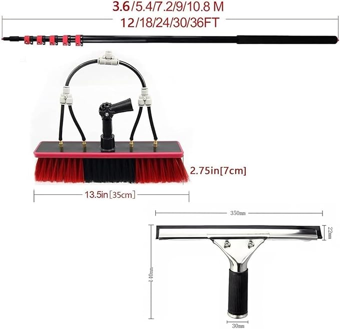 Water Fed Pole Kit3.6-11M Water Fed Cleaning Brush with Extended HandleWindow Cleaner Solar Panel Cleaning System Washing Kit for Solar Panel Cleaner Outdoor High Washing Tool ( Size : 20FT(6m) )