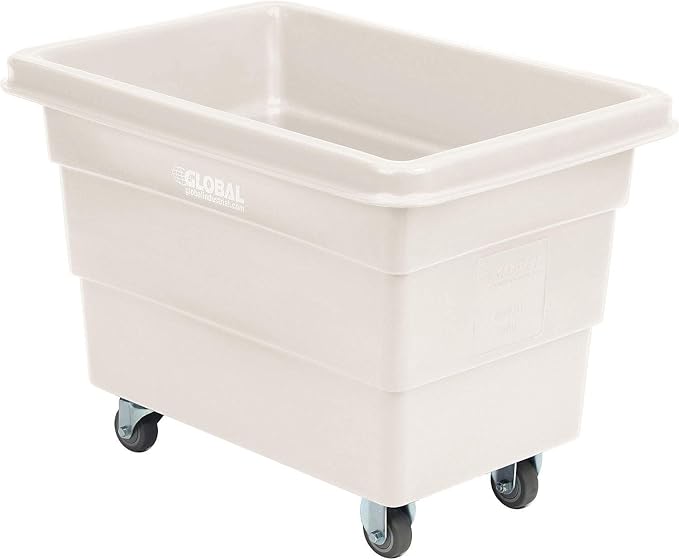 Global Industrial 6 Bushel Plastic Bulk Box Truck Direct Mount Base 500 lbs. Capacity 3 Non-Maring Rubber Casters White 33-2/5L x 23 W x 24-1/2H