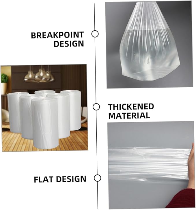 HOMSFOU 6 Rolls Thickened Small Plastic Trash Bags for Home Bathroom Wastebasket Liners 45x50cm Flat Mouth Disposable Garbage Bags with Breakpoints