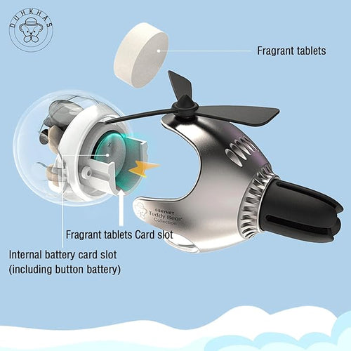 2 Pcs Pilot Car Air Freshener Cute Duck Car Vent Clip Air Freshener Automotive Air Outlet Fan Diffuser Automotive Interiors Vent Decoration (Silver+Red)